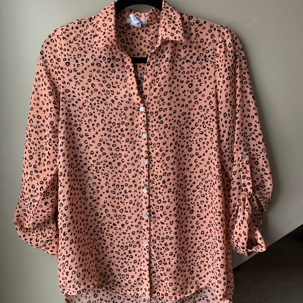 Coral Cheetah Print Blouse